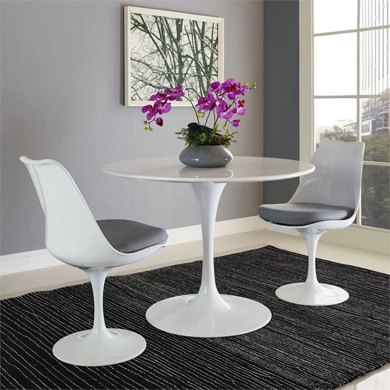Hawthorne Collections Wood Metal White Dining Table Circle Chip Resistant 39.5