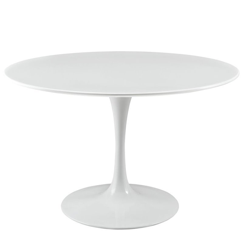 Hawthorne Collections MDF White Dining Table Round Chip Resistant Finish 47