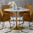 Hawthorne Collections Faux Marble Gold Dining Table Round Scratch Resistant 39.5