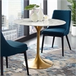 Hawthorne Collections Faux Marble Gold Dining Table Round Scratch Resistant 39.5