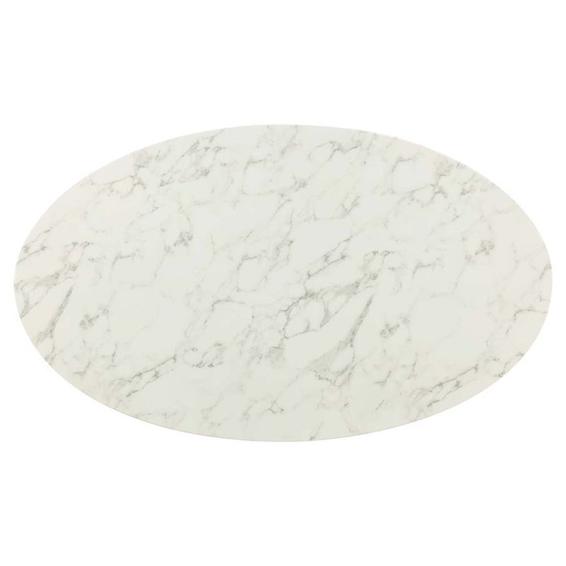 Hawthorne Collections Artificial Marble Gold Dining Table Oval Scratch-Resistant 60
