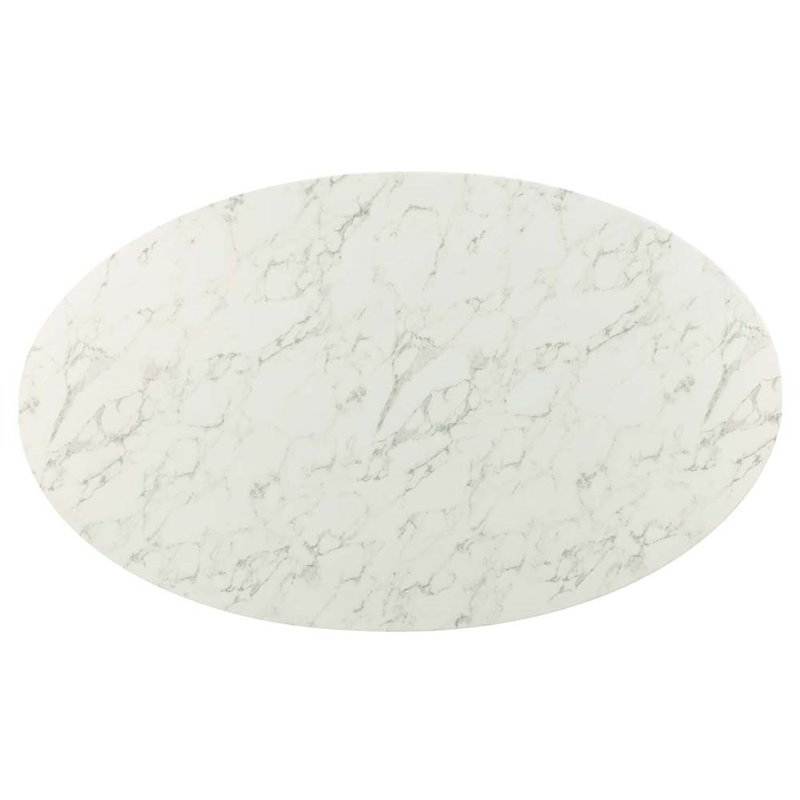 Hawthorne Collections Faux Marble Gold Dining Table Oval Scratch-Resistant 78.5