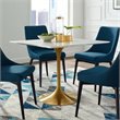 Hawthorne Collections MDF White and Gold Dining Table Square Scratch Resistant 35.5