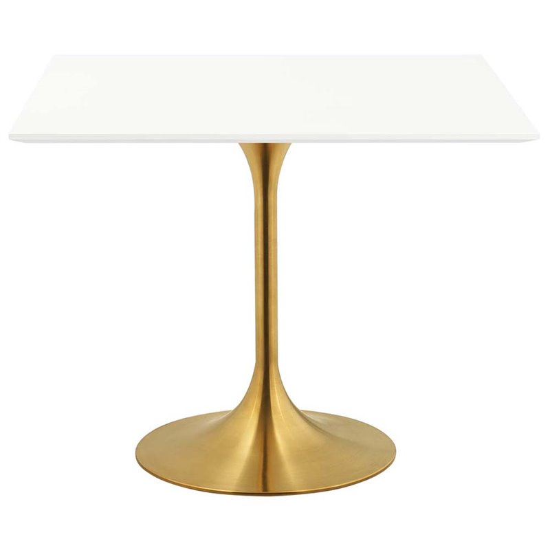 Hawthorne Collections MDF White and Gold Dining Table Square Scratch Resistant 35.5