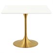 Hawthorne Collections MDF White and Gold Dining Table Square Scratch Resistant 35.5