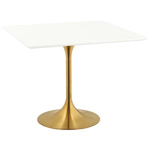Hawthorne Collections MDF White and Gold Dining Table Square Scratch Resistant 35.5&quot Assembled