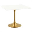 Hawthorne Collections MDF White and Gold Dining Table Square Scratch Resistant 35.5