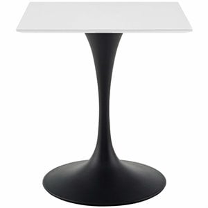 Hawthorne Collections 28&quot Square Top Modern Metal Dining Table in Black/White