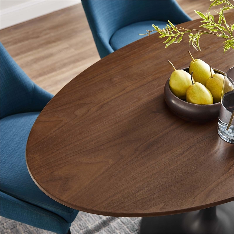 Hawthorne Collections Veneer and MDF Black Walnut Dining Table Oval Chip-Resistant 48