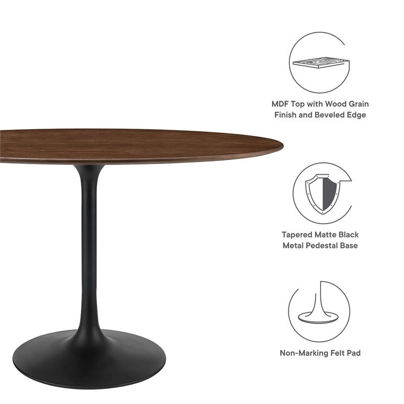 Hawthorne Collections Veneer and MDF Black Walnut Dining Table Oval Chip-Resistant 48