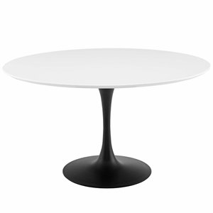 Hawthorne Collections 54&quot Round Top Modern Metal Dining Table in Black/White