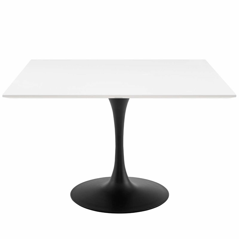Hawthorne Collections Lacquered MDF Black/White Dining Table Square Modern 47