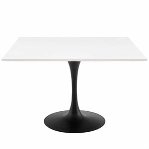 Hawthorne Collections Lacquered MDF Black/White Dining Table Square Modern 47&quot Unassembled