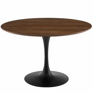 Hawthorne Collections 48&quot Round MDF Wood and Veneer Dining Table in Black/Walnut