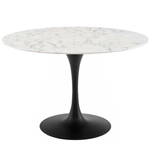Hawthorne Collections 47&quot Round Top Modern Metal Dining Table in Black/White