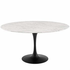 Hawthorne Collections 60&quot Round Top Modern Metal Dining Table in Black/White