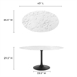 Hawthorne Collections Metal Black/White Dining Table Oval Chip-Resistant 60