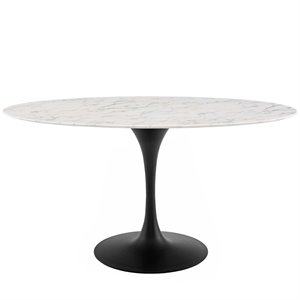 Hawthorne Collections Metal Black/White Dining Table Oval Chip-Resistant 60&quot Unassembled
