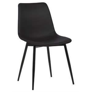 Hawthorne Collections 17&quot Modern Faux Leather Dining Side Chair in Black