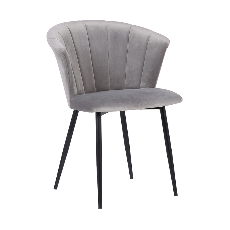 Hawthorne Collections Velvet Dining Arm Chair in Gray and Black