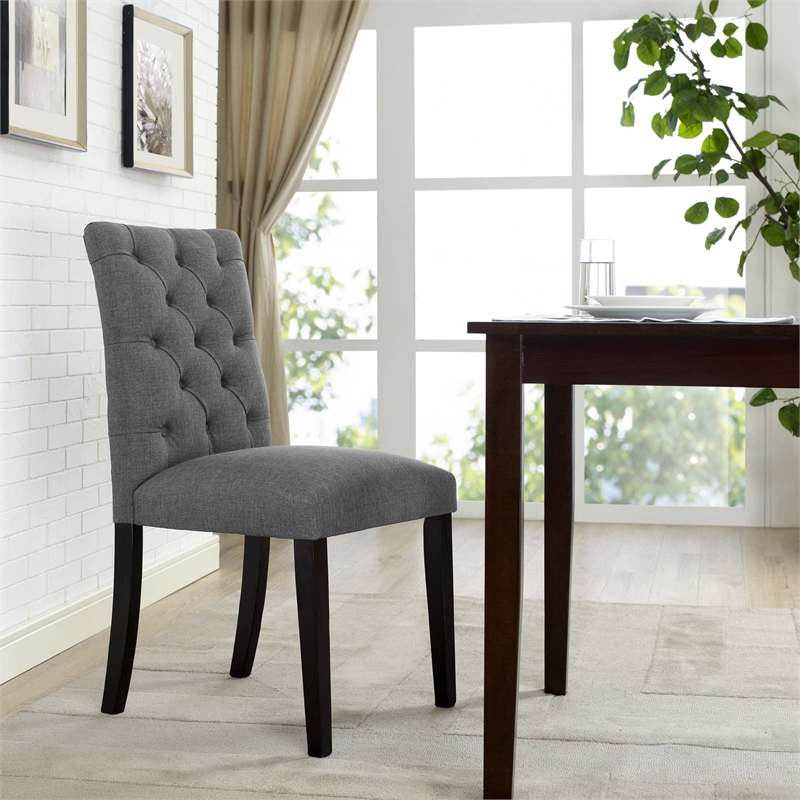 Hawthorne Collections Fabric Upholstered Dining Side Chair in Gray