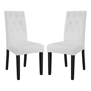 Hawthorne Collections 19.5&quot Modern Faux Leather Side Chair in White (Set of 2)