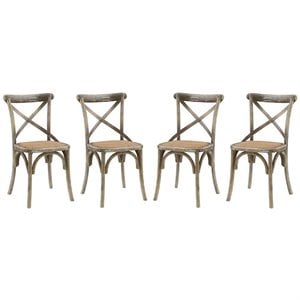 Hawthorne Collections 18.5&quot Modern Wood Dining Side Chair in Gray (Set of 4)