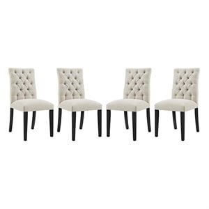 Hawthorne Collections 21.5&quot Modern Fabric Dining Chair in Beige (Set of 4)