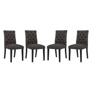 Hawthorne Collections 21.5&quot Modern Fabric Dining Chair in Brown (Set of 4)