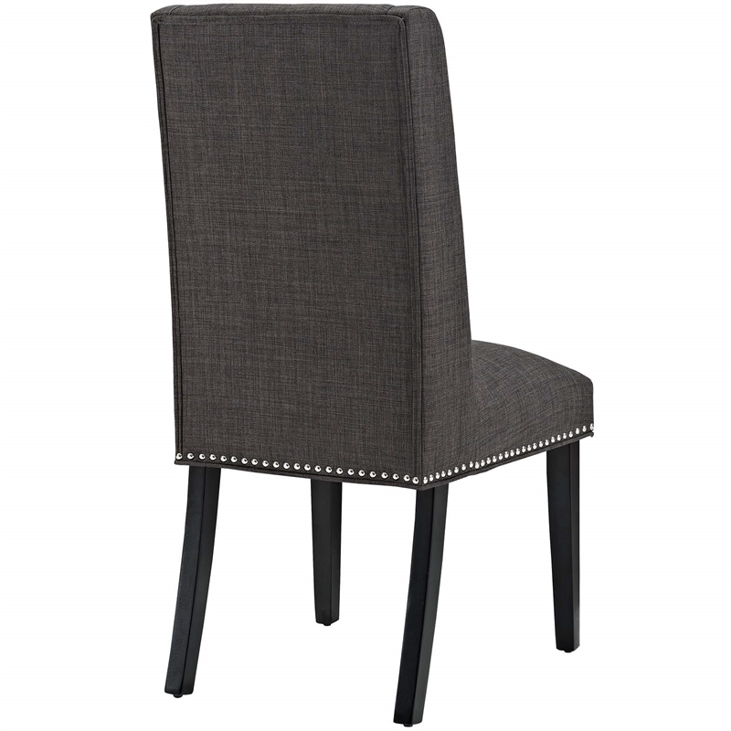 Hawthorne Collections Fabric Brown Dining Chair Rectangular Polished Nail Head Trim 40