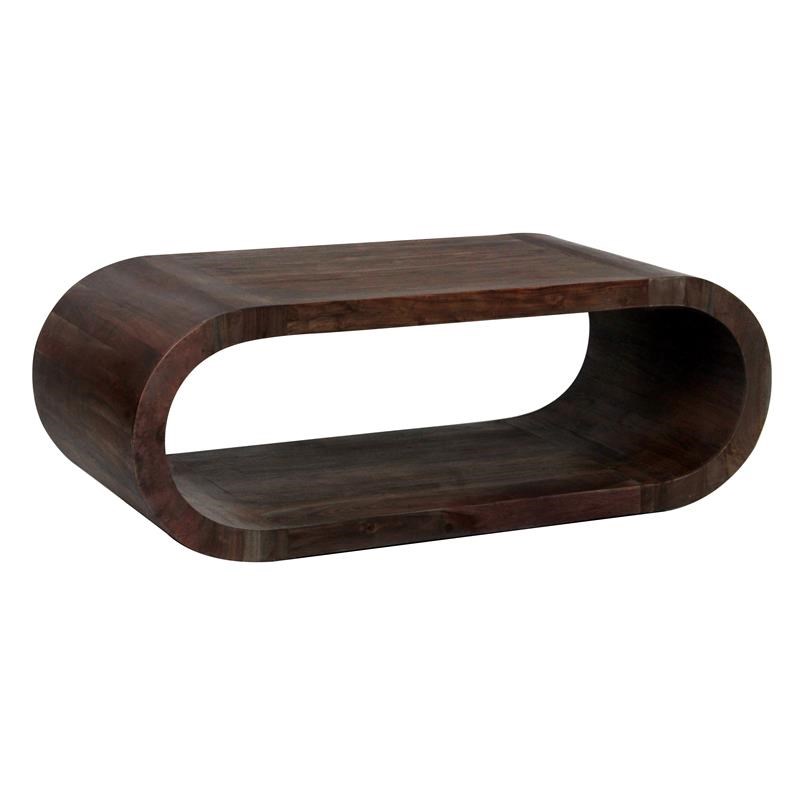 Hawthorne Collections Ellipse Solid Acacia Wood Coffee Table - Gray