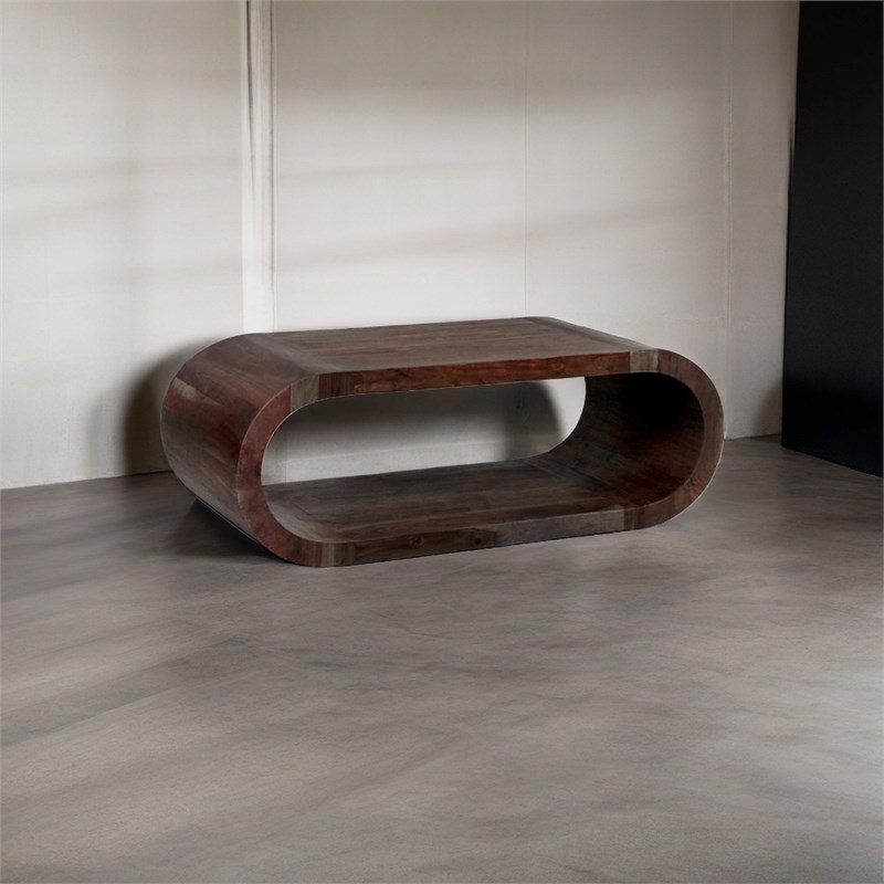 Hawthorne Collections Ellipse Solid Acacia Wood Coffee Table - Gray