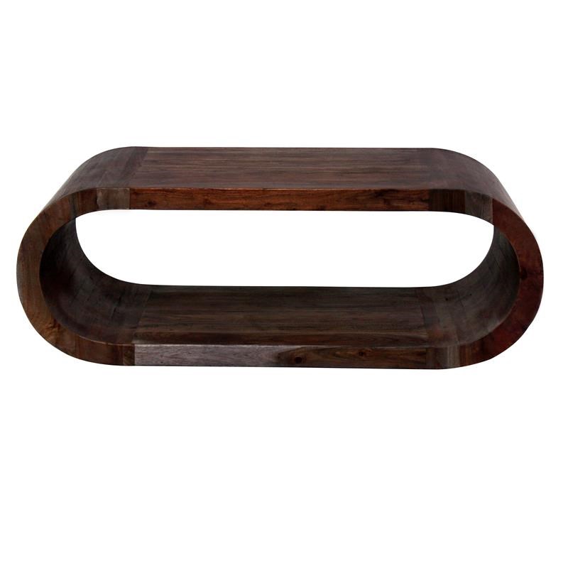 Hawthorne Collections Ellipse Solid Acacia Wood Coffee Table - Gray