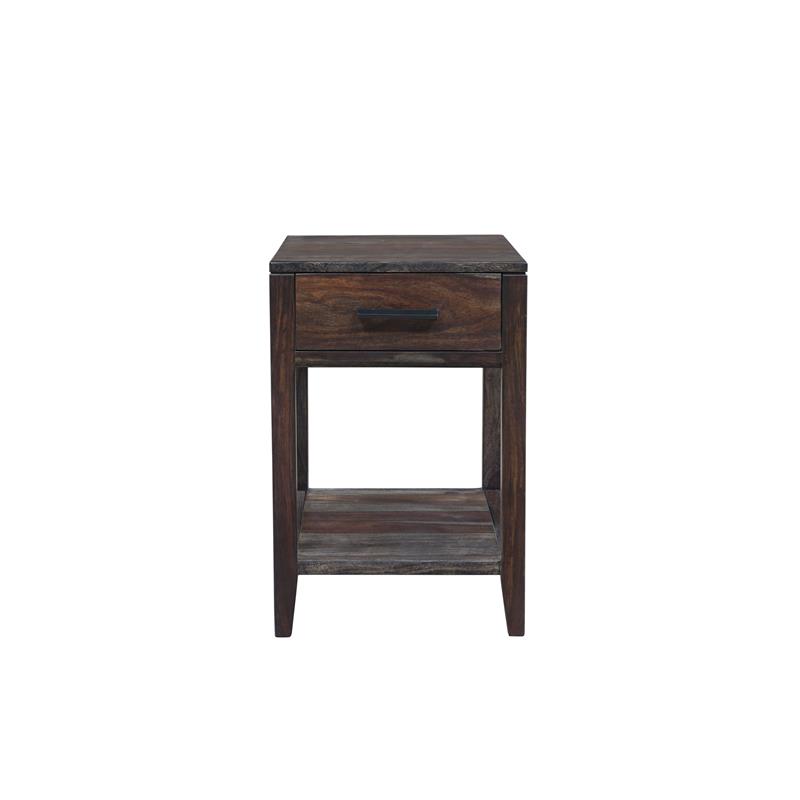 Hawthorne Collections Solid Sheesham Wood Natural End Table Rectangular 24