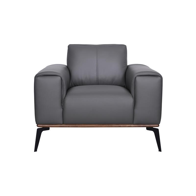 Hawthorne Collections Top Grain Leather Gray Chair Rectangular 42