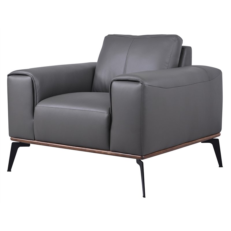Hawthorne Collections Top Grain Leather Gray Chair Rectangular 42