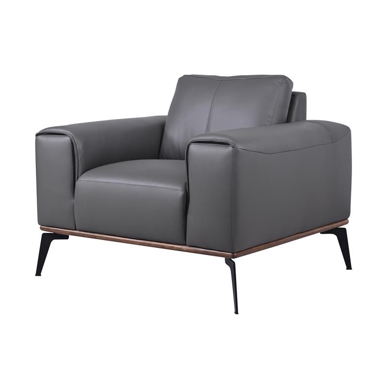 Hawthorne Collections Top Grain Leather Gray Chair Rectangular 42