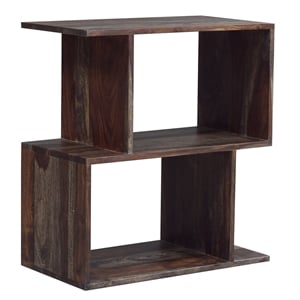 Hawthorne Collections Solid Sheesham Wood Gray Bookcase Rectangular 24&quotH x 21.65&quotW x 11.8&quotD Assembled