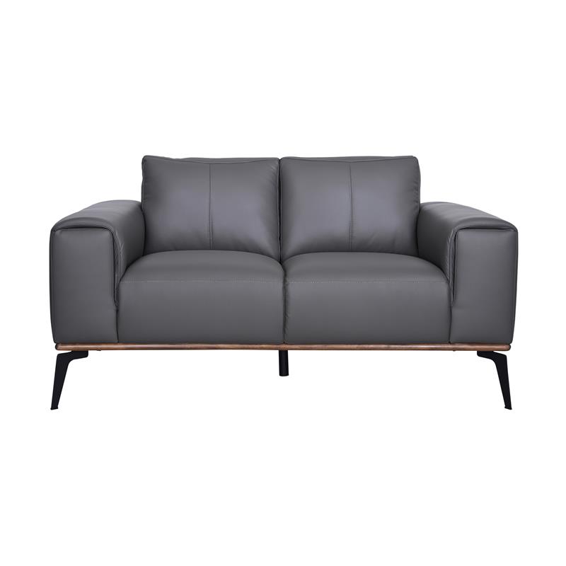 Hawthorne Collections Pietro Top Grain Leather Loveseat - Gray