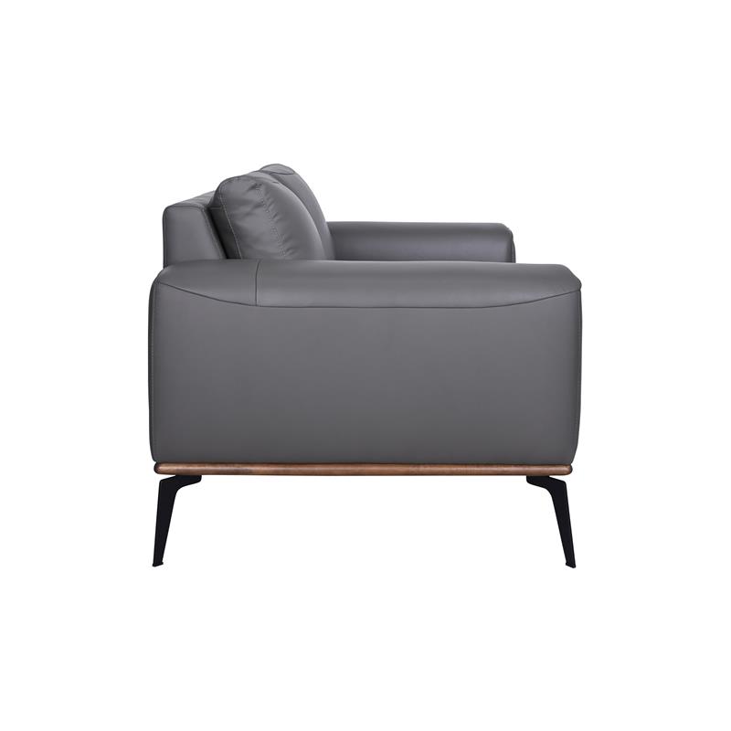 Hawthorne Collections Pietro Top Grain Leather Loveseat - Gray
