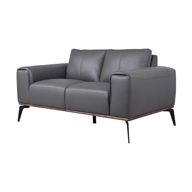 Hawthorne Collections Pietro Top Grain Leather Loveseat - Gray