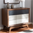 Hawthorne Collections MDF Walnut & White Chest Rectangular Mid-Century Modern 31.8
