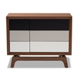 Hawthorne Collections MDF Walnut & White Chest Rectangular Mid-Century Modern 31.8