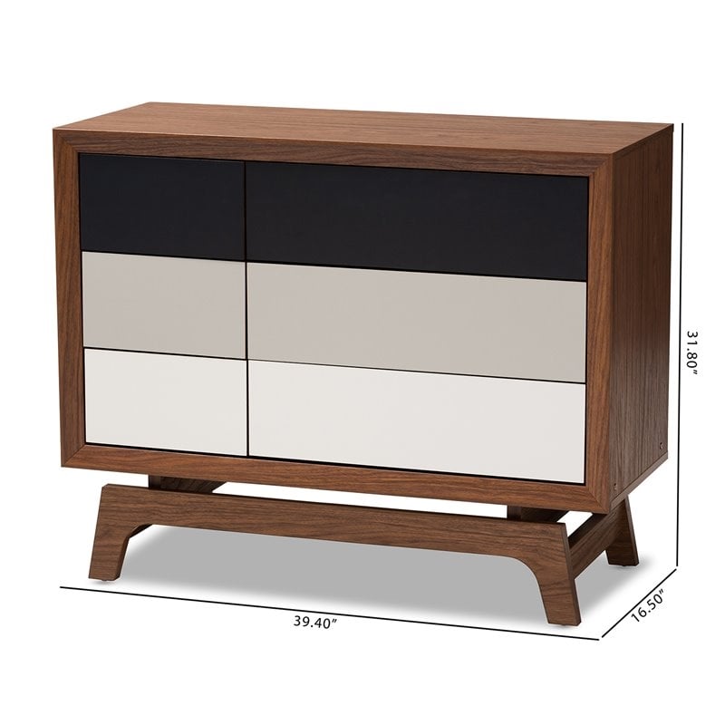 Hawthorne Collections MDF Walnut & White Chest Rectangular Mid-Century Modern 31.8