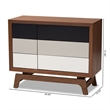 Hawthorne Collections MDF Walnut & White Chest Rectangular Mid-Century Modern 31.8