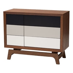 Hawthorne Collections MDF Walnut & White Chest Rectangular Mid-Century Modern 31.8&quotH Unassembled