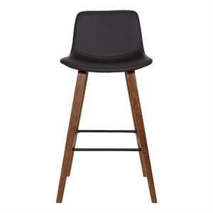 Hawthorne Collections 25.5&quot Faux Leather Counter Stool in Walnut and Brown