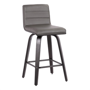 Hawthorne Collections 26&quot Modern Faux Leather Swivel Counter Stool in Gray