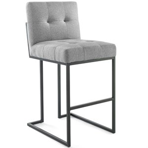 Hawthorne Collections 30&quot Modern Fabric Tufted Bar Stool in Gray/Black