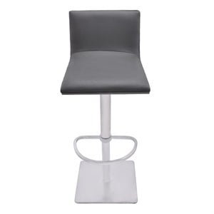 Hawthorne Collections 31&quot Faux Leather Swivel Bar Stool in Gray/Stainless Steel